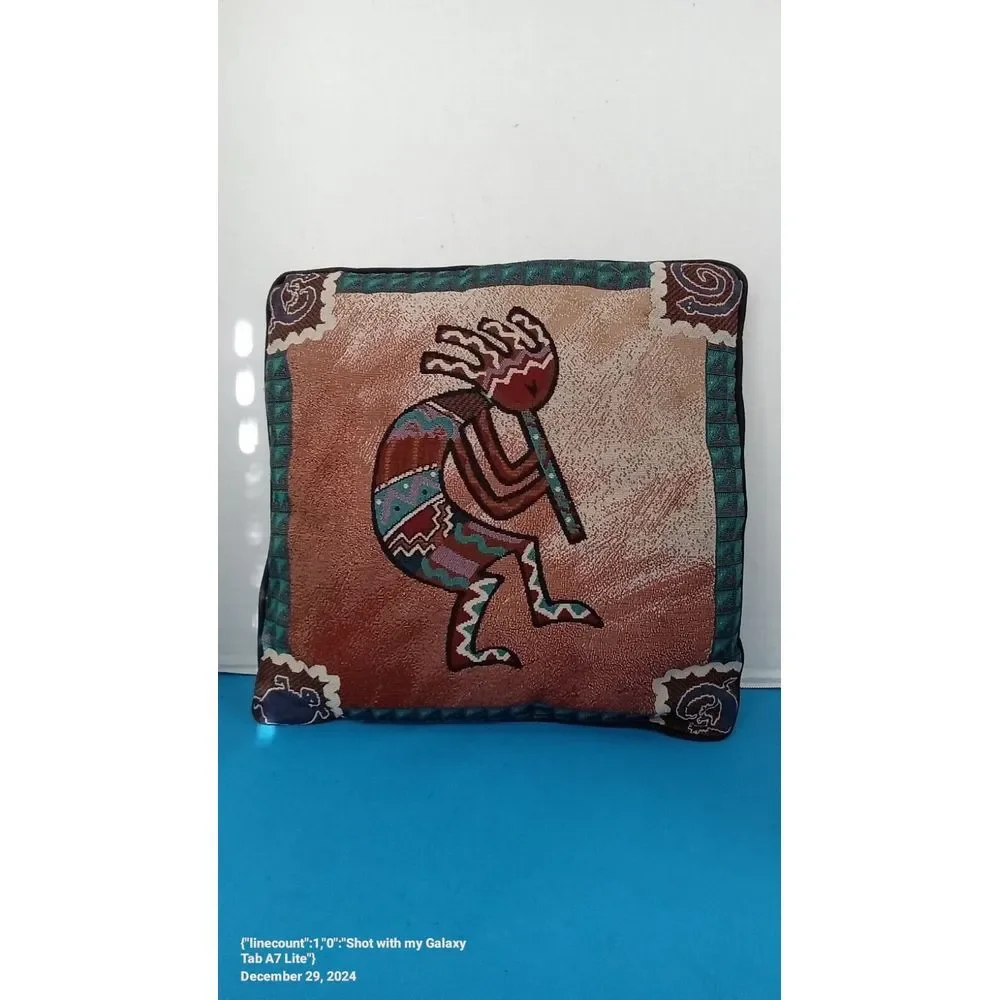 VTG‎ KOKOPELLI Aztec Southwestern Dancing Flute Player Set of 2 Throw Pillows